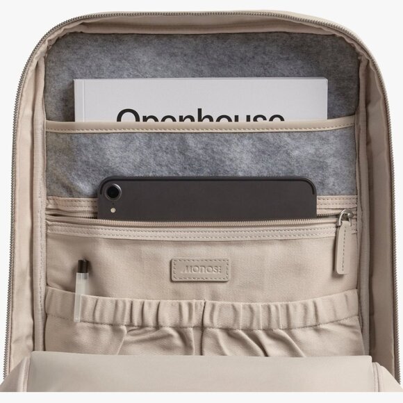 Monos Metro Vegan Backpack Ivory with Classic Kit (small front pouch) - Picture 11 of 12